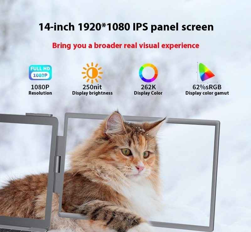 14" Portable IPS Monitor | 1080P FHD | USB-C & HDMI | 250cd/m² | 6ms | Office & Laptop Extension