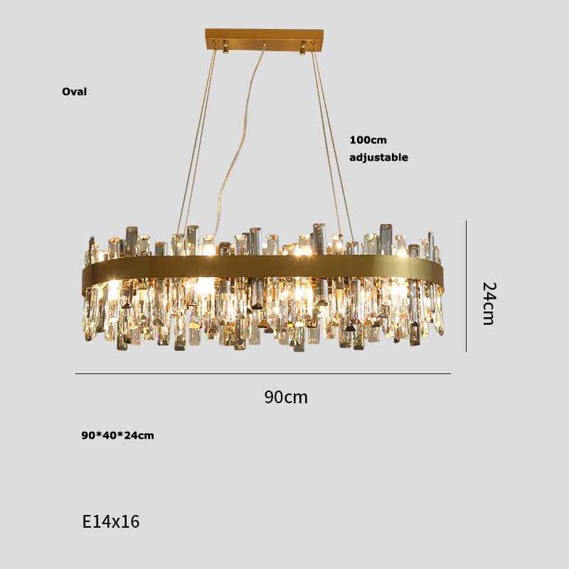Stainless Steel Wire-Drawn Crystal Chandelier | 5 Sizes 50-100cm, 8-20 Lights, 50,000h, 110-220V