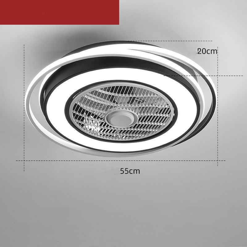 55cm Nordic Iron & Wood LED Ceiling Fan with Light | 3-Speed, Tricolor Dimming, 100-240V, Black & White, 10-20㎡