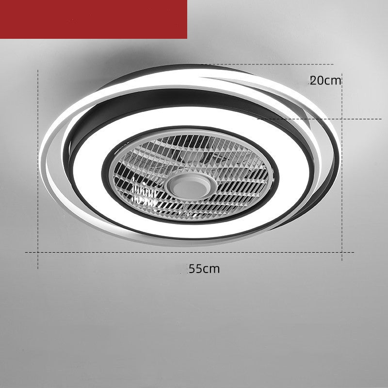 55cm Nordic Iron & Wood LED Ceiling Fan with Light | 3-Speed, Tricolor Dimming, 100-240V, Black & White, 10-20㎡