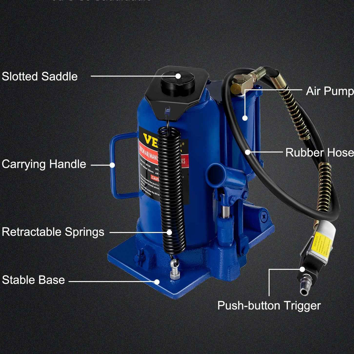 20-Ton Vertical Hydraulic Pneumatic Jack | Dual Operation, Heavy-Duty Steel, Workshop & Industrial
