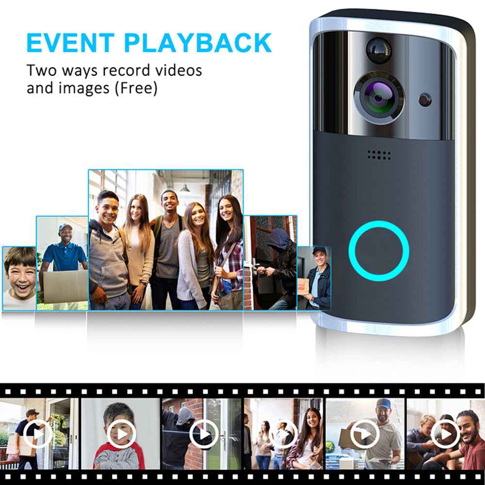 WiFi Video Doorbell Camera – Wireless Smart Doorbell | HD, Night Vision, Two-Way Audio & APP Control | Black & Silver