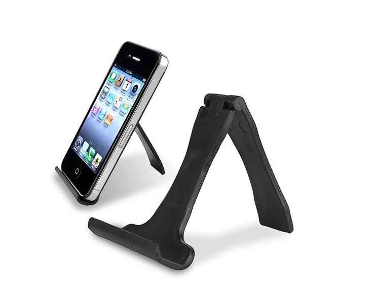 Universal Folding Phone Stand – Compact J-Frame Bracket for Movies, Desk & Travel (Black)