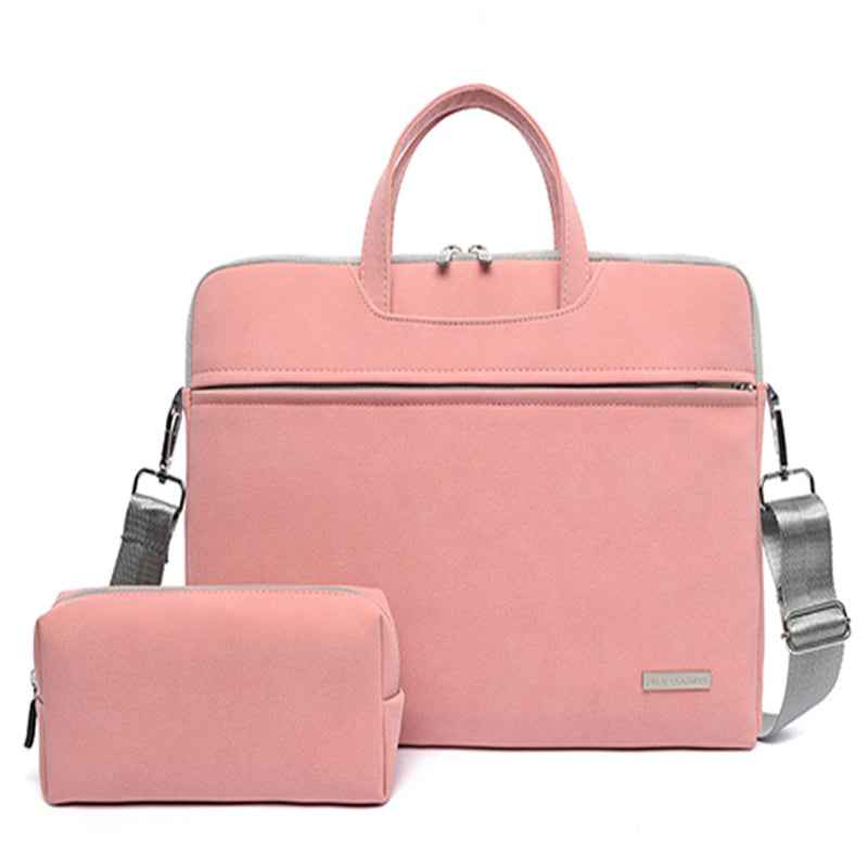 PU Leather Laptop Bag & Shoulder Briefcase | Waterproof | Removable Strap | 13.3”, 14” & 15.6” | Business & Travel | Black, Dark Grey, Grey & Pink