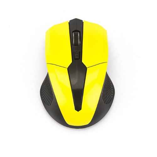 2.4GHz Wireless Optical Gaming Mouse | 1600 DPI | 4 Buttons | USB | Ergonomic | Gray, Red & Yellow
