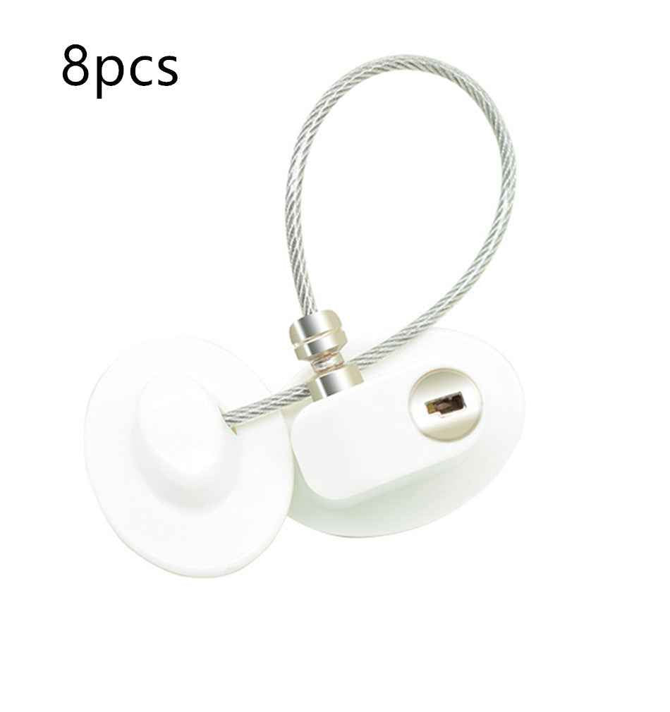 Child Safety Window & Cabinet Chain Lock | Flexible Cable | Adhesive Mount | Black & White | 1–8pcs