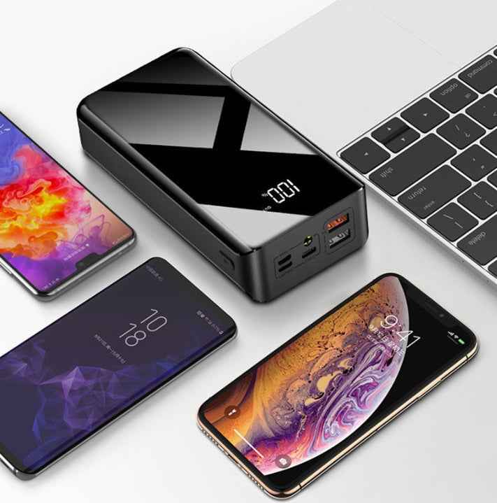 30000mAh Power Bank – LCD Display, Dual 2A Output, Fast Charge for All Devices (Black & Red)