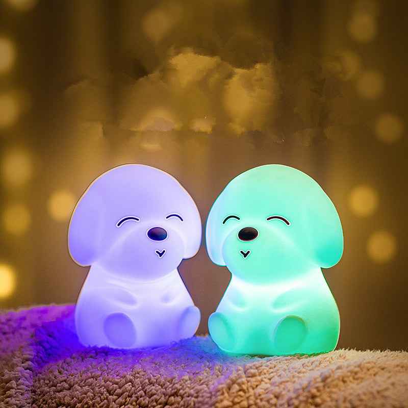 Puppy Silicone LED Night Light | Battery Powered | 30,000hr LED | White Silicone | Bedroom, Nursery & Kids Room | Cute Animal Night Lamp