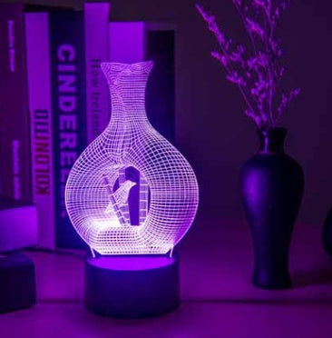7-Colour Touch Control 3D Acrylic LED Night Light | Auto Colour-Changing | USB | 10,000hr | Acrylic + ABS | Bedroom, Bar & Cafe Decor