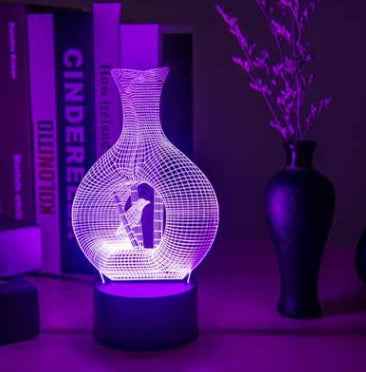 7-Colour Touch Control 3D Acrylic LED Night Light – Auto Colour-Changing | USB | 10,000hr | Bedroom & Bar