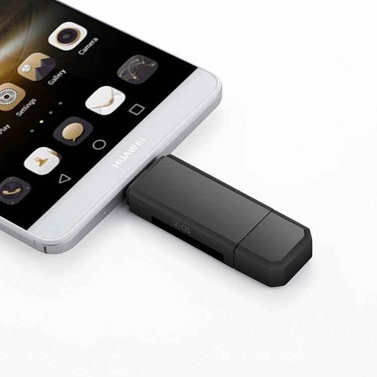 USB 2.0 OTG Card Reader | SD & TF MicroSD | Plug & Play | Compact | Black