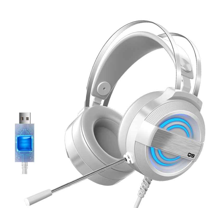 Wired Gaming Headset with Microphone – Over-Ear Earmuff 7.1 USB & 3.5mm Wired Built-In Mic | Black & White | 7.1USB / IPL / Matt