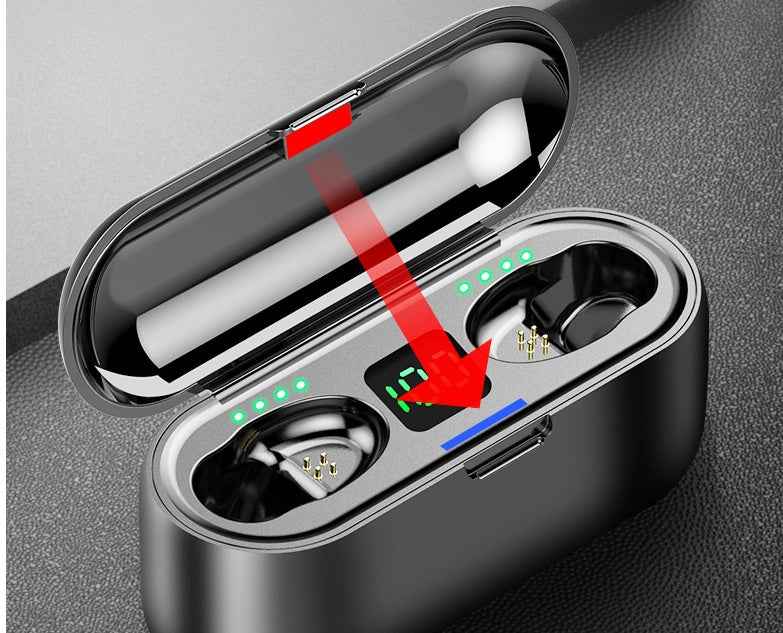 Bluetooth 5.0 Mono Earphone – LED Display, Voice Control & 2000mAh Charging Case