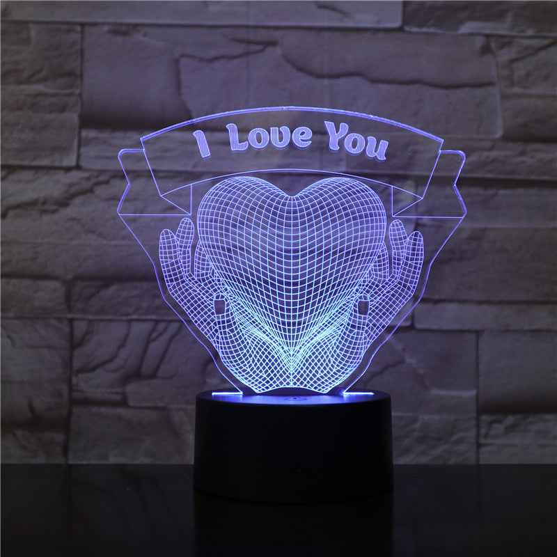 3D Acrylic LED Night Light | Hands Holding Love | 7 & 16 Colours | Touch & Remote Control | USB Gift
