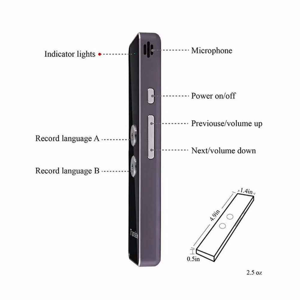 Bluetooth Voice Translator Stick | 30+ Languages | Two-Way Real-Time | 750mAh | 10m Range | iOS & Android | iTranslate App