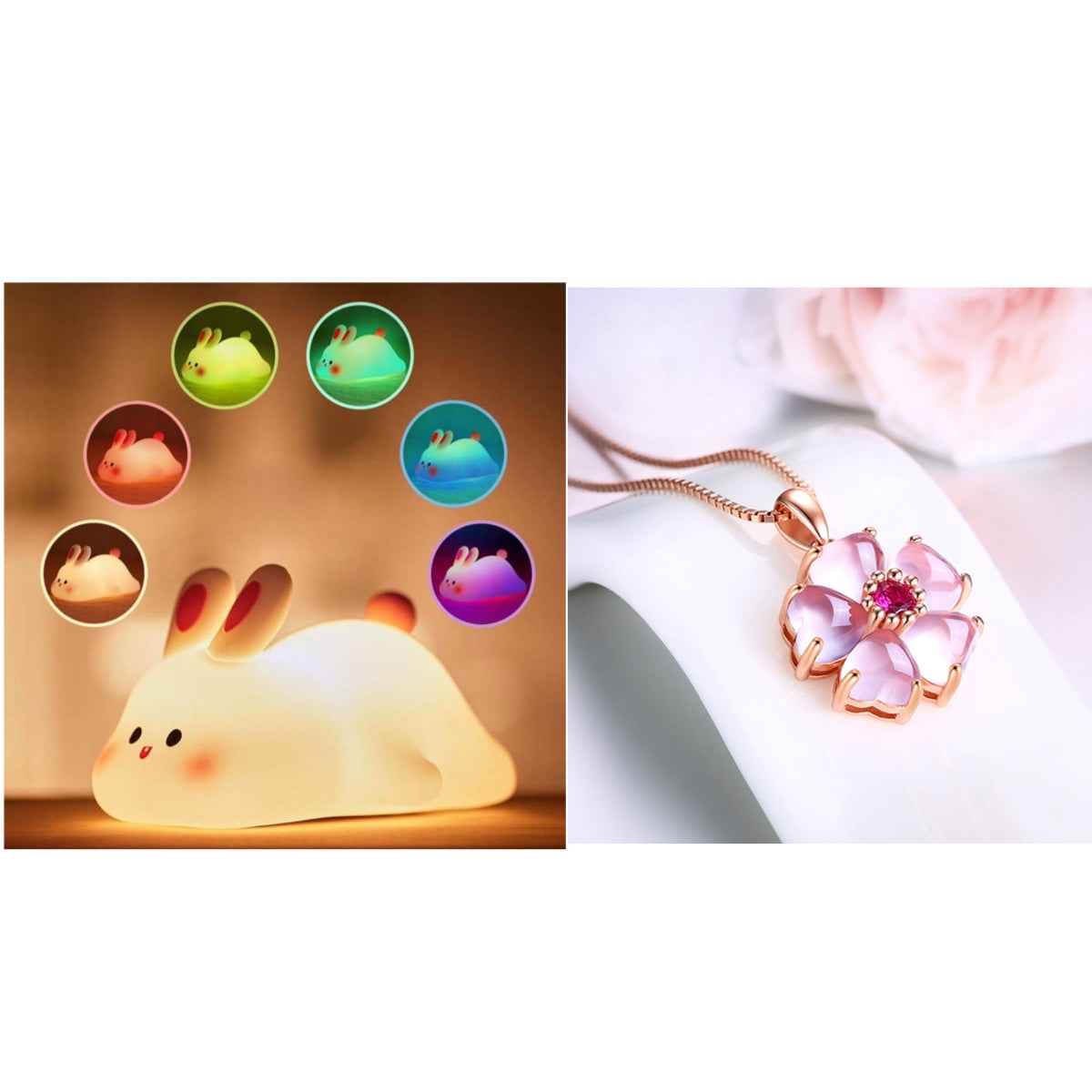 Cute Silicone LED Night Light | Touch Sensor Rabbit & Duck Cartoon | 3 Brightness Levels, 30-Min Timer, USB-C Rechargeable | Kids Bedside Lamp & Gift