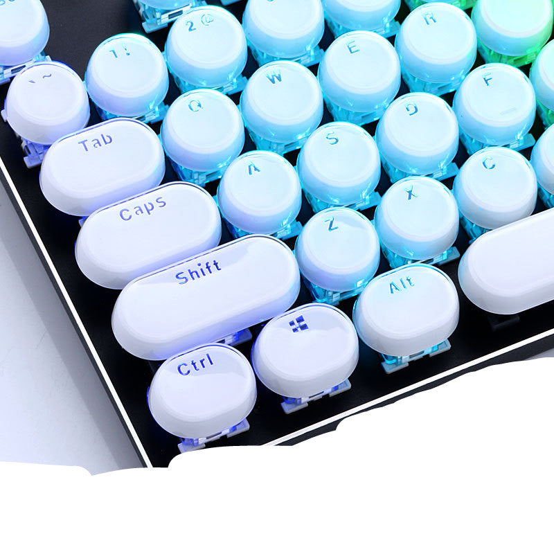 104-Key Crystal Mechanical Keyboard Keycap Set | Chocolate, Square & Punk Round | Black & White