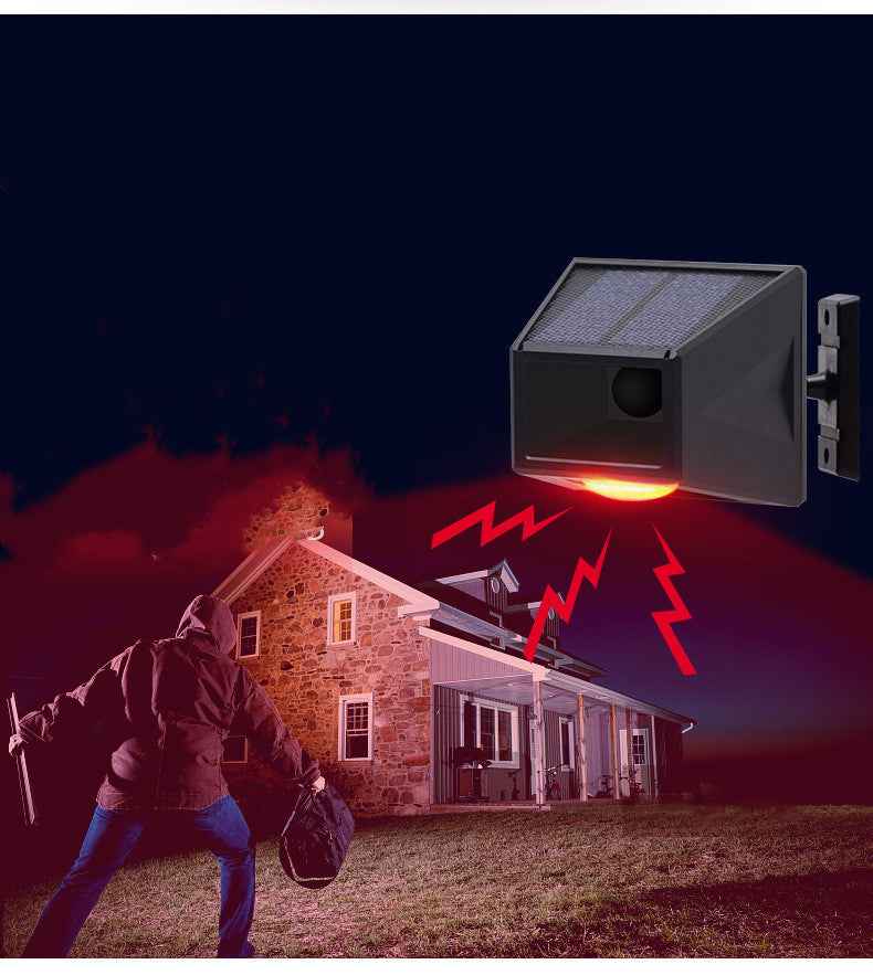 Solar PIR Motion Sensor Security Alarm Light | IP65 | Remote Control | 3W LED | Outdoor | Black