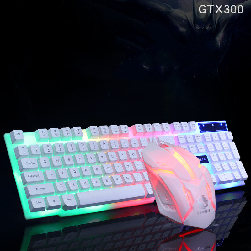 GTX300 Wired Gaming Keyboard & Mouse Combo | RGB Backlight, 1000DPI, USB Plug & Play | Black & White