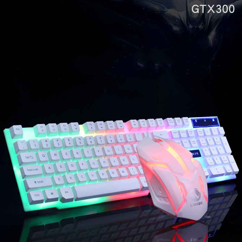 GTX300 Wired Gaming Keyboard & Mouse Combo | RGB Backlight, 1000DPI, USB Plug & Play | Black & White