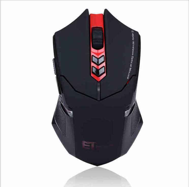 2.4GHz Wireless Gaming Mouse | 4000DPI, 7 Buttons, 4-Way Scroll | USB Receiver | PC & Laptop | Black & Red