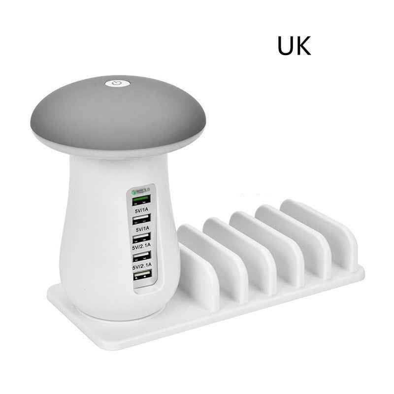Mushroom Lamp USB Charger – QC 3.0 0-80% in 35min 8-Protection Smart IC 5V 3100mA Indicator Light Dock Charger | AU EU UK US