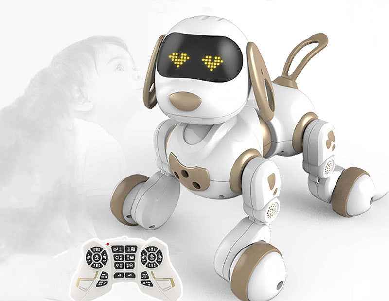 RC Robot Dog Toy – Walking Intelligent Conversation Handle Remote Control Anime Character Plastic Ability Training Kids | Black & Golden