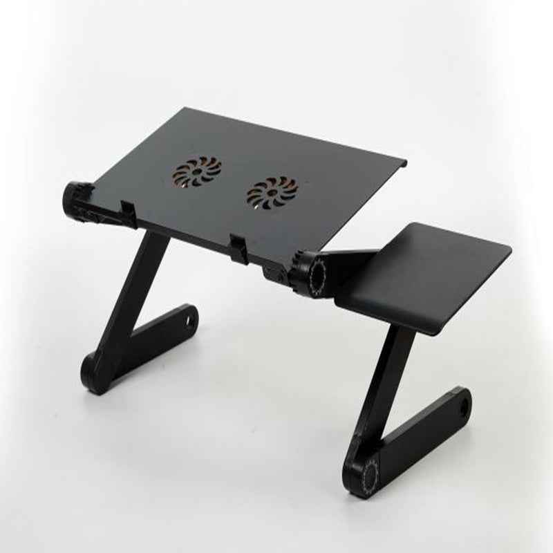 Foldable Aluminium Laptop Lap Desk | 360° Adjustable | 42×26cm | Mouse Panel | With or Without Fan | Black