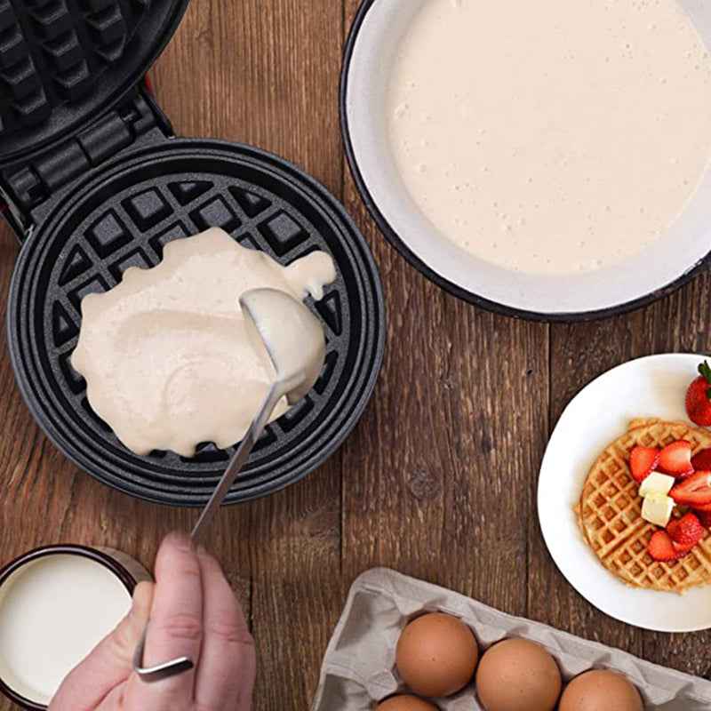 Mini Household Waffle Maker | 350W | 12.2×12.2×8.8cm | EU, UK & US Plug | Red | Compact & Non-Stick | Breakfast & Snack Maker