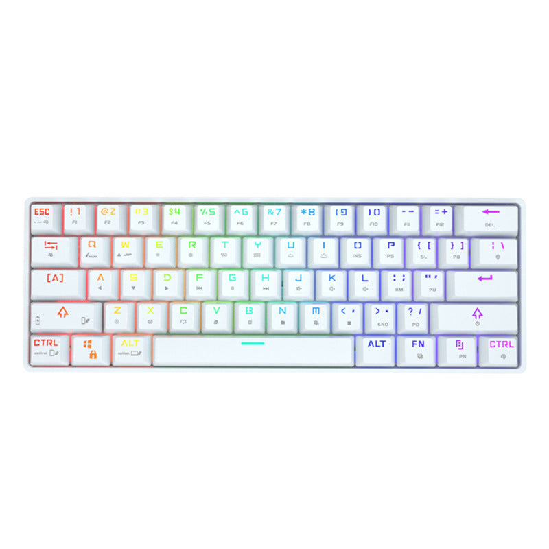 Wireless Bluetooth Mechanical Keyboard | Colorful PBT Keycaps | 29.5×11×4cm | 10m Range | Desktop, Laptop & Tablet | Black & White