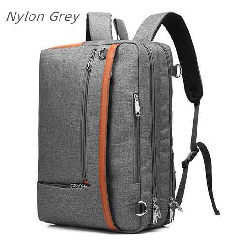 17.3" Business Laptop Backpack | Nylon & Canvas, 20–35L | Waterproof, Multi-Pocket | Black & Gray