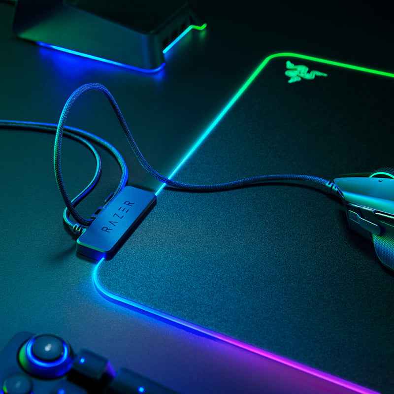 Razer Firefly V2 RGB Gaming Mouse Pad | 19-Zone Chroma Lighting, Micro-Textured, Cable Catch | Black