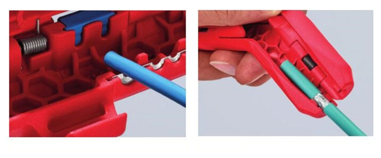 KNIPEX German-Style Wire Stripper | Curved Handle, 135mm, 8-13mm Cable, CAT5-7 & Coaxial, 2 Styles