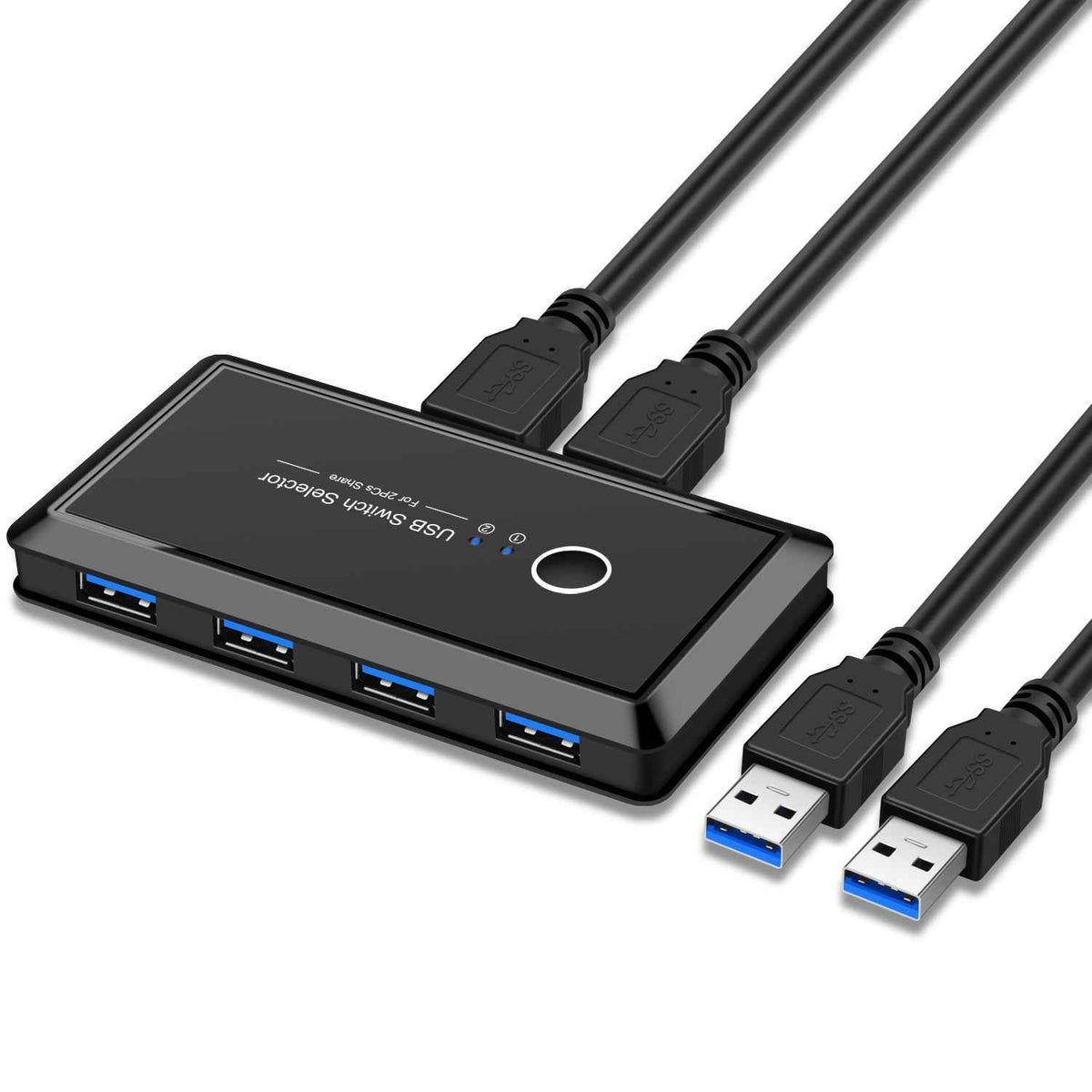USB KVM Switch Sharer | 2 Computers Share 1 USB Device | USB 2.0 & 3.0 | 5Gbps | Windows, Mac, Linux