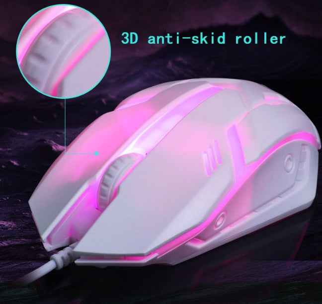 Wired Gaming Keyboard & Mouse Combo | 104-Key Backlit | LED Mouse | USB | Black & White