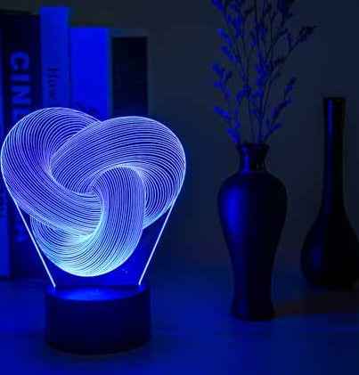Twist Abstract 3D Acrylic LED Night Light | 7-Colour + Gradient, Touch & Remote, USB | Gift