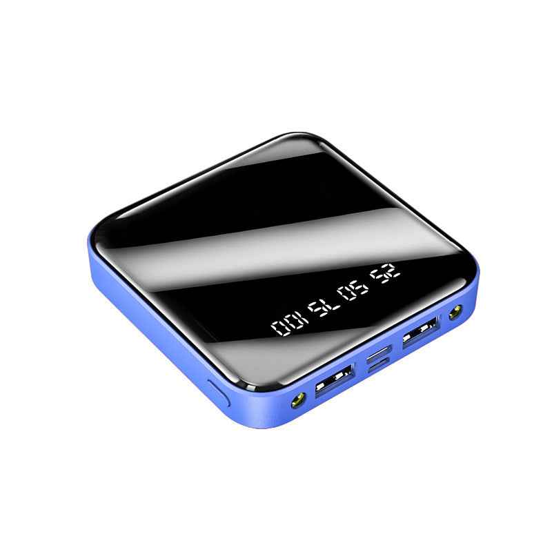 Mini Portable Power Bank – 10,000mAh & 20,000mAh, Mirror Digital Display, Multi-USB Output (Black, Blue, Red)