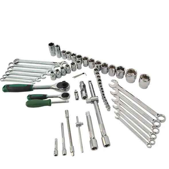 61-Piece Mechanics Socket Tool Set | 1/4" & 1/2" Drive, 90-Tooth Ratchet, Chrome Vanadium, Auto Repair