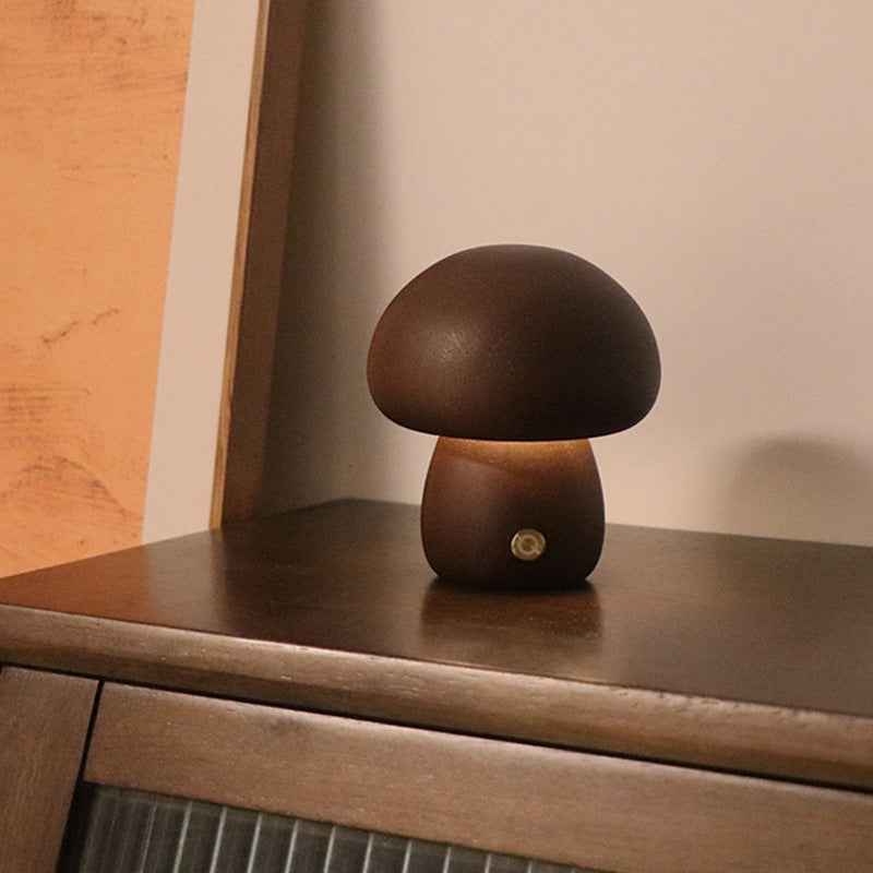 Wooden Mushroom LED Night Light – 2.4W | Touch Switch | Beech & Walnut | 4 Styles | Bedroom & Kids