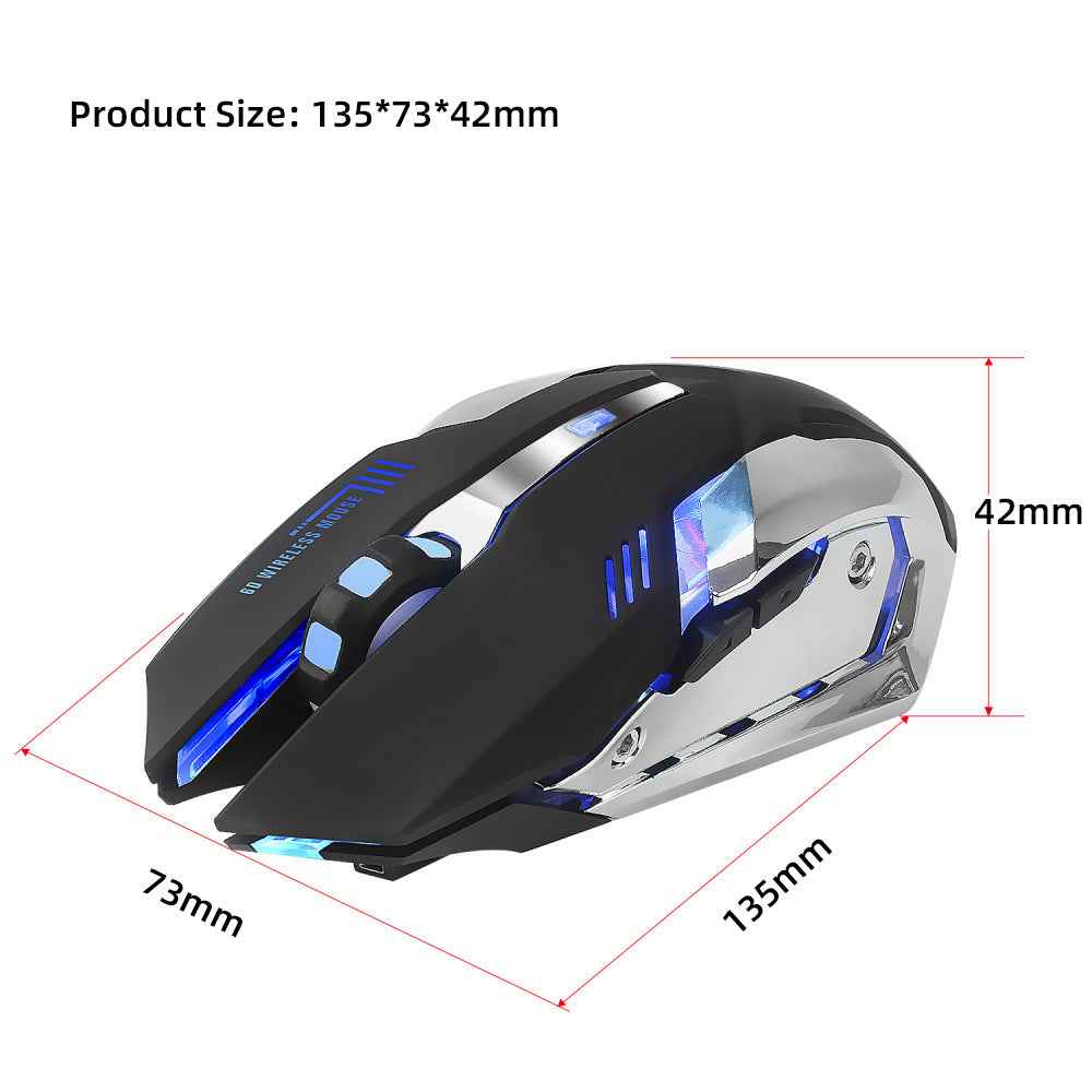 2.4GHz Wireless RGB Gaming Mouse | 2400 DPI | 4-Level Adjustable | 6 Buttons | 4-Way Scroll | Ergonomic | 10m Range | Black