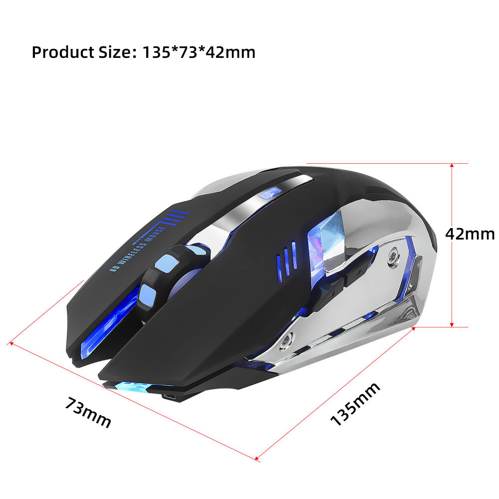 2.4GHz Wireless RGB Gaming Mouse | 2400 DPI | 4-Level Adjustable | 6 Buttons | 4-Way Scroll | Ergonomic | 10m Range | Black