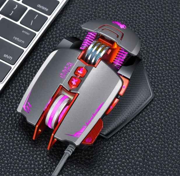 Thunder Wolf V9 Wired Gaming Mouse | 6 Buttons | 2500 DPI | Touch Scroll Wheel | Ergonomic | USB 1.5m | Black & Grey