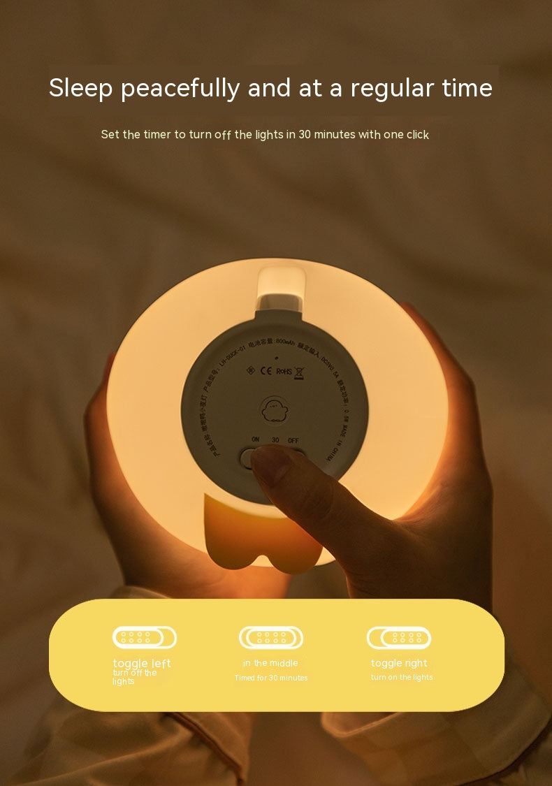 Cute Duck Silicone LED Night Light | 1W | 800mAh USB Rechargeable | 2-Brightness Tap Control | 45hr Battery | Kids Gift