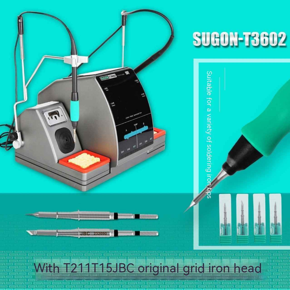 Speed Worker T3602 2-in-1 Hot Air & Soldering Station | 0-400°C, Digital Display, 220V, EU/US Plug
