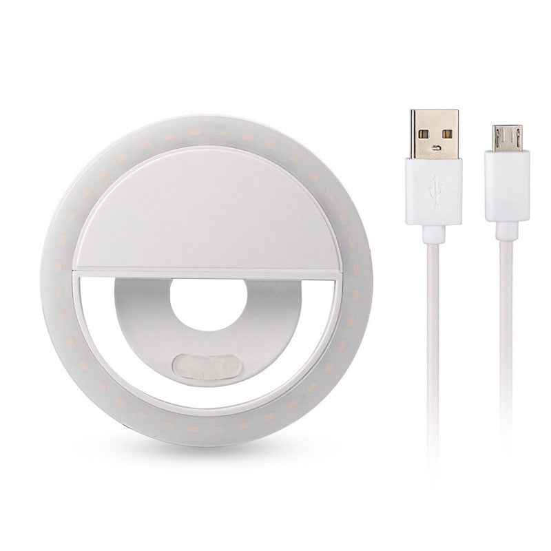 Clip-On LED Selfie Ring Fill Light RK-12 – 3W | 4-Speed Dimming | USB Rechargeable | Phone, Laptop & iPad