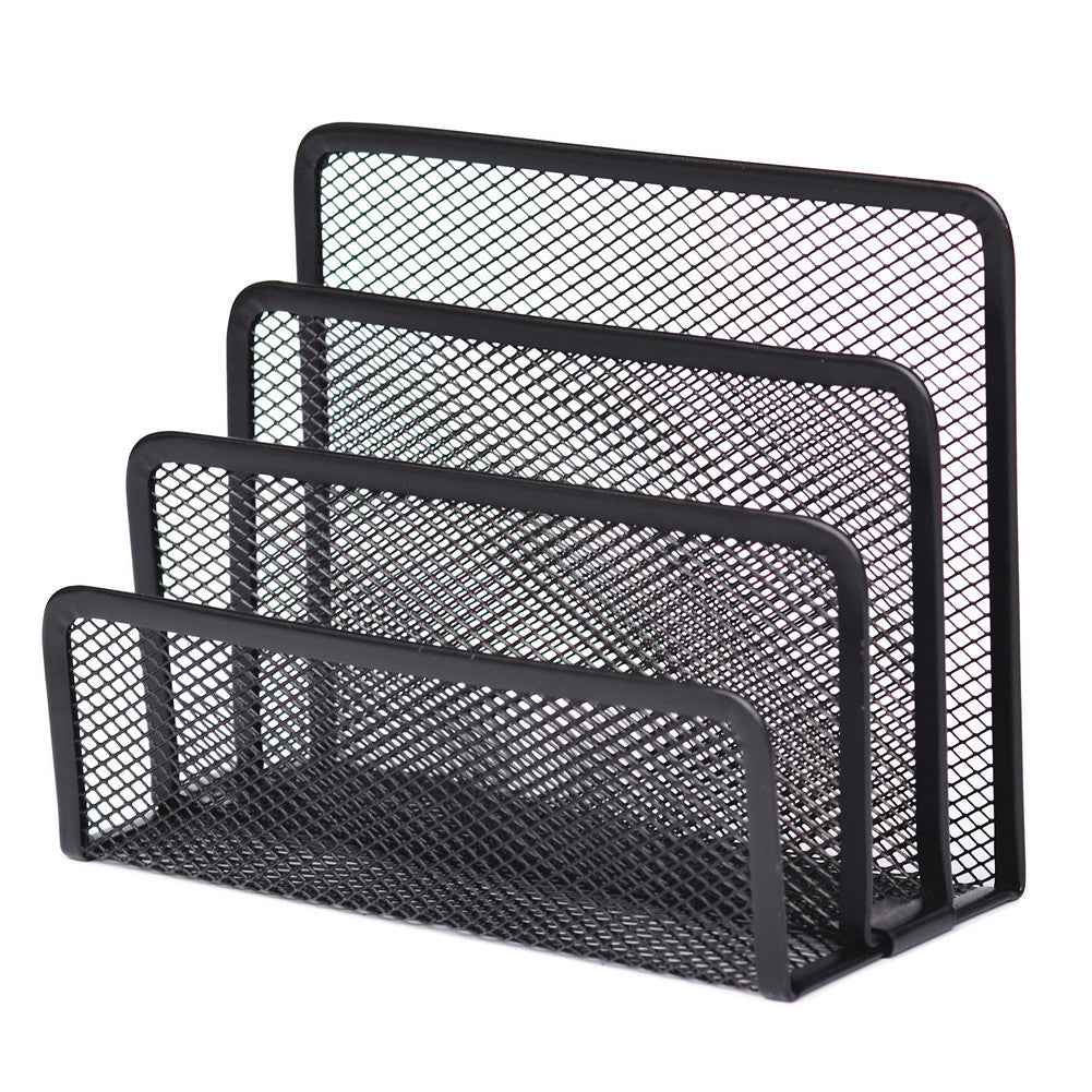 3-Tier Metal Mesh Desk Organiser | Letter Tray | File & Book Stand | Home & Office | 170×135×78mm