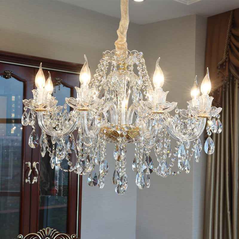 Luxury Glass Crystal LED Chandelier | 6–24 LED Lights, 1100×700mm, Adjustable Height, 220V
