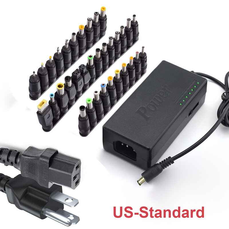 96W Universal Adjustable Laptop Power Adapter | 34 Tips | 12–24V | 100–240V | EU / GB / US Plug