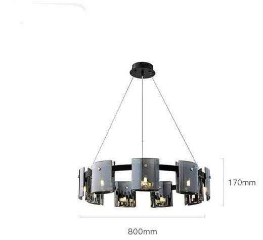 Modern Glass Fish-Shape LED Chandelier | 6 & 9 Heads, Amber & Smoke Grey, Tricolor Dimming, 220V, 10–15㎡