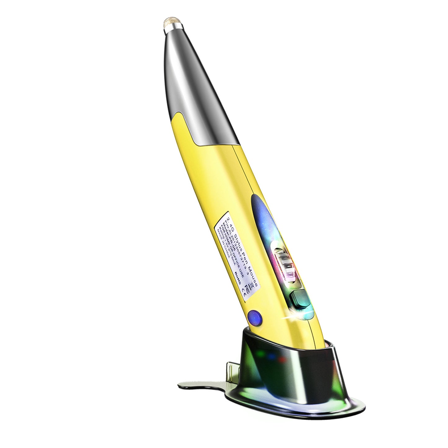 2.4GHz Wireless Pen Mouse | 1600DPI, 4-Button, Ergonomic Pen Grip, NANO Receiver | Pink, Silver & Yellow